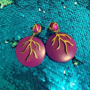 3 FOR $15!!! Never Worn Charming Charlie Purple and Gold Statement Earrings